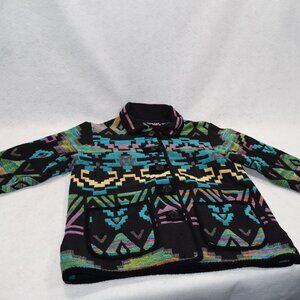 Vintage Asazy Women's Western Aztec Tapestry Cropped Jacket 100% Large #0435